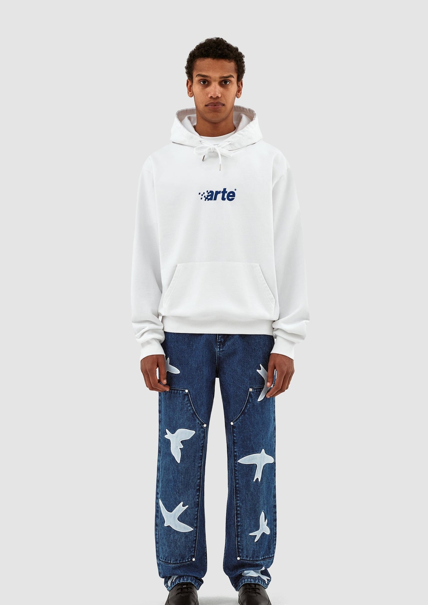 HARMON PIXEL LOGO HOODIE WHITE