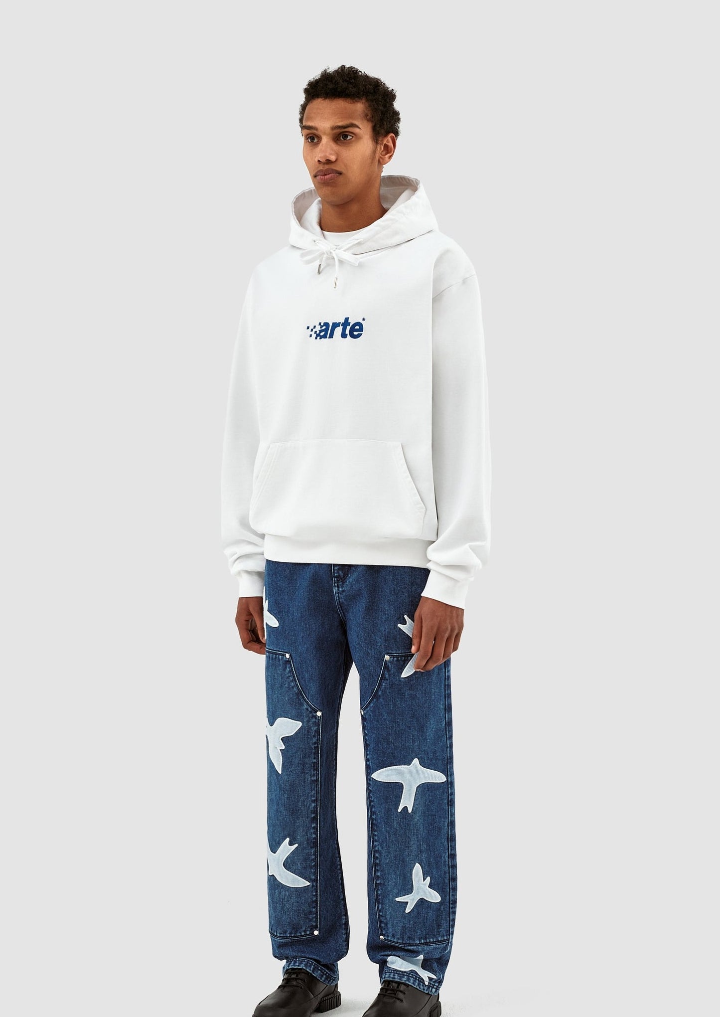 HARMON PIXEL LOGO HOODIE WHITE