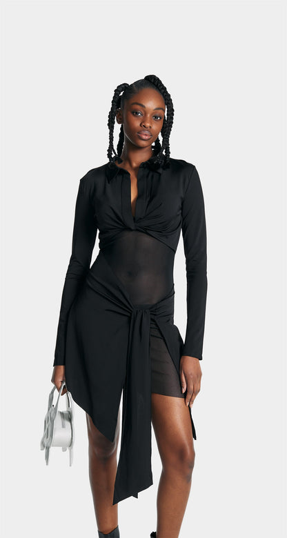 TANAE MESH DRESS JET BLACK