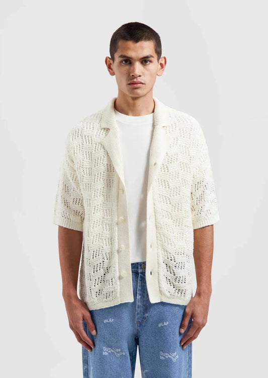 CHECK KNITTED SHIRT WHITE