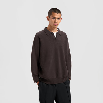 OVERSIZED KNITTED POLO BRUNETTE