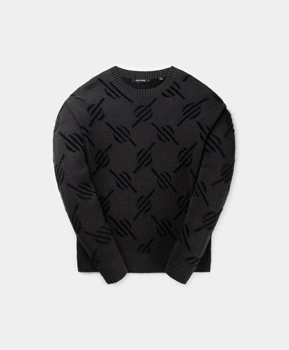 TEVIN MONOGRAM KNIT SWEATER BLACK