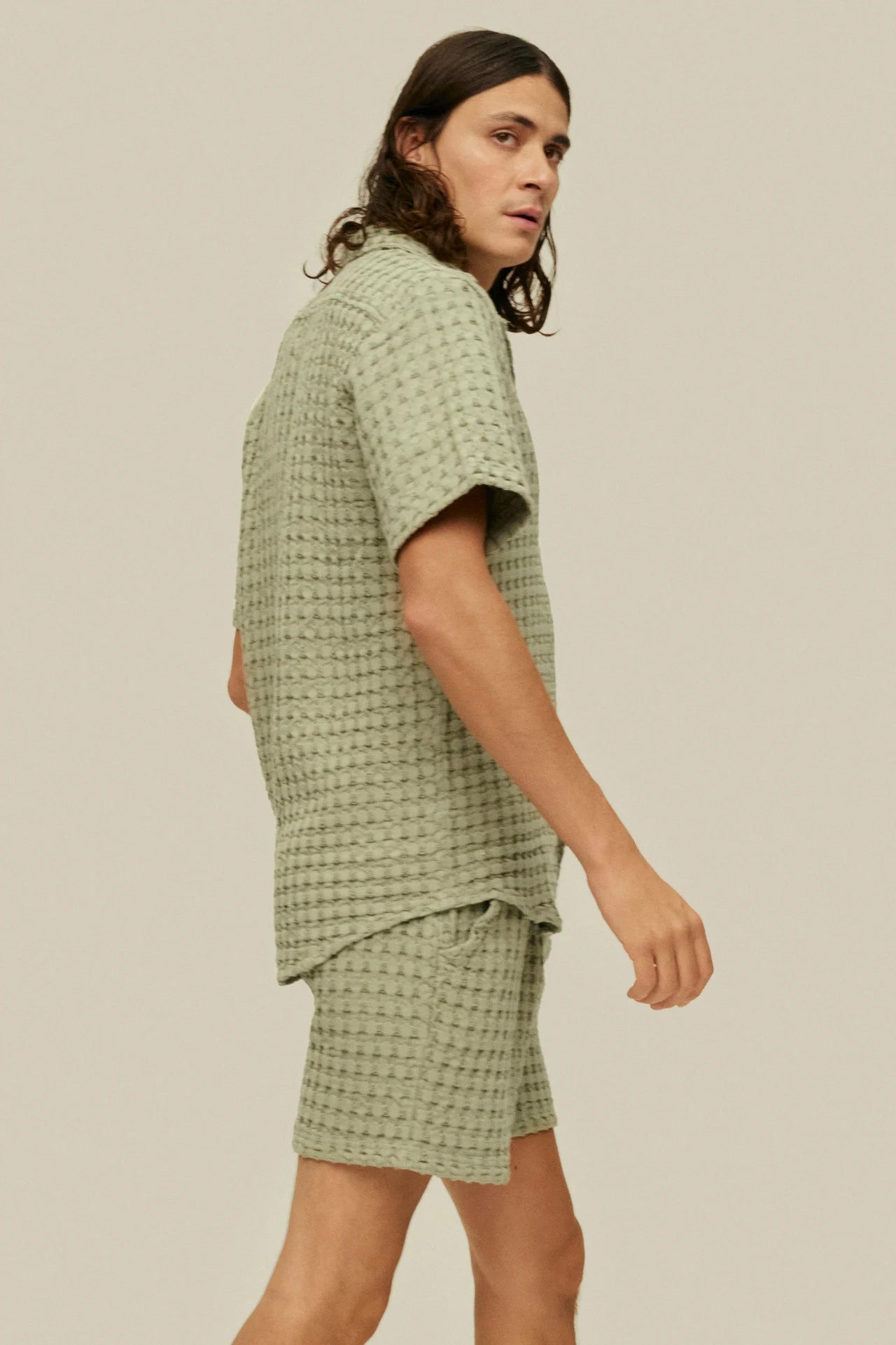 DUSTY GREEN CUBA WAFFLE SHIRT