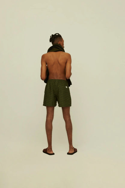 GREEN SQUIGGLE SWIM SHORTS