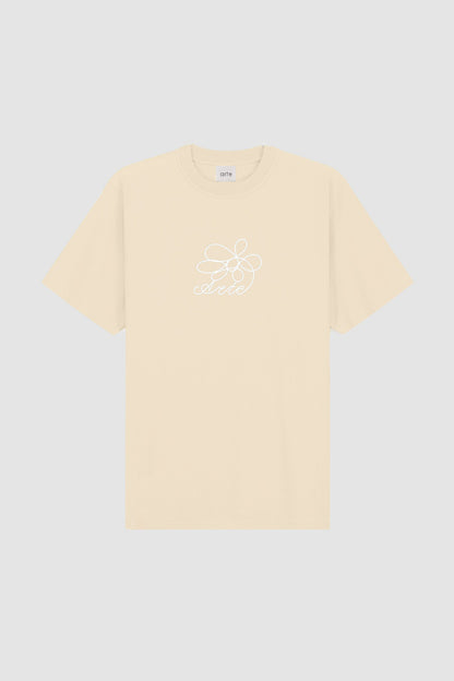 FLOWERS EMBROIDERY T-SHIRT CREAM